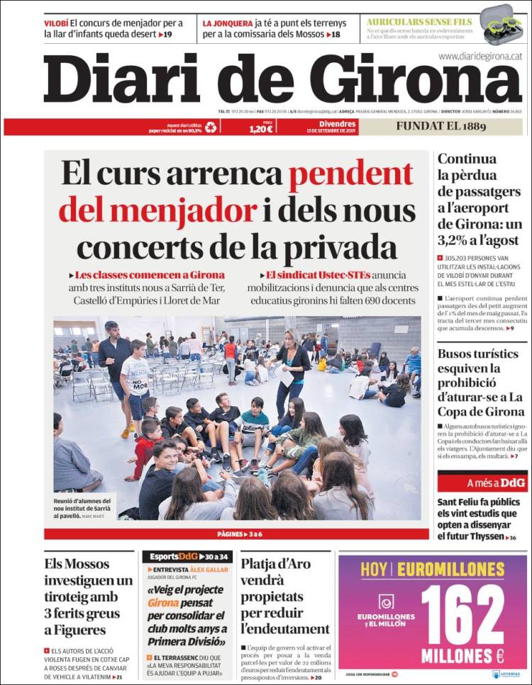 Portada de Diari de Girona (Espa&ntilde;a)
