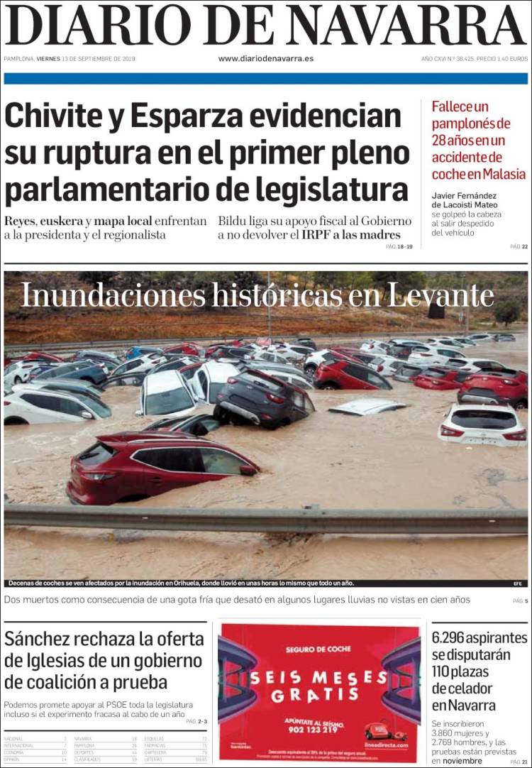 Portada de Diario de Navarra (Espa&ntilde;a)