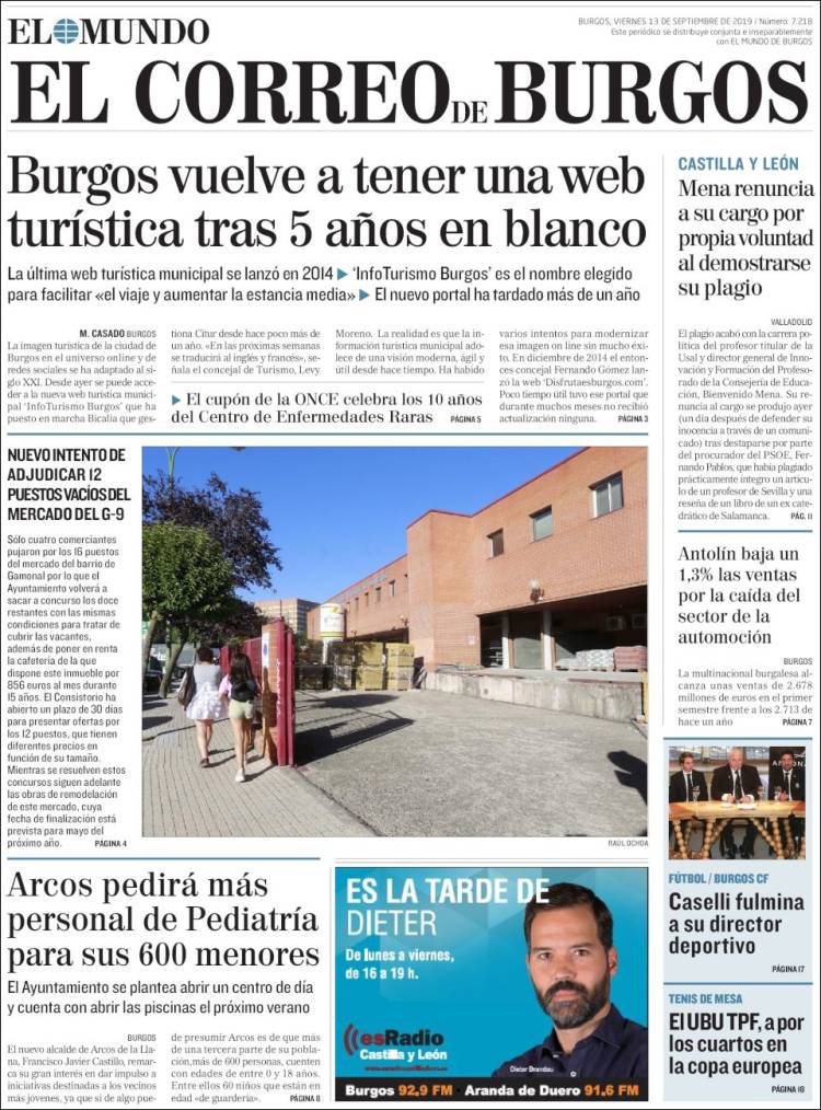 Portada de El Correo de Burgos (Espa&ntilde;a)