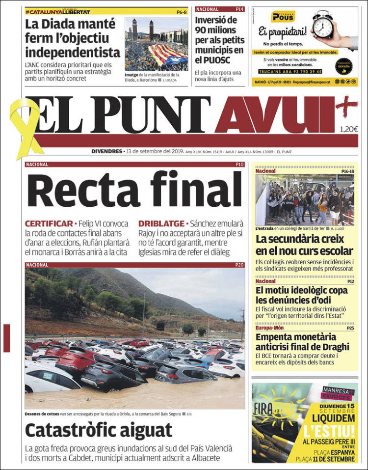 Portada de El Punt Avui (Espa&ntilde;a)