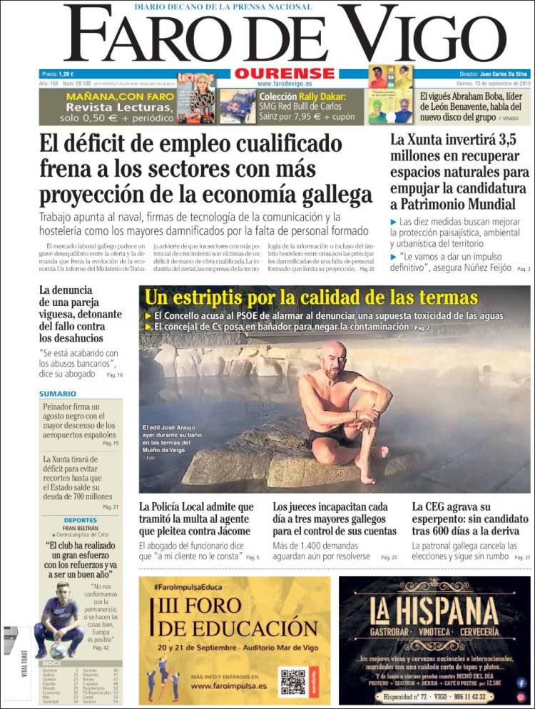 Portada de El Faro de Vigo - Ourense (Espa&ntilde;a)