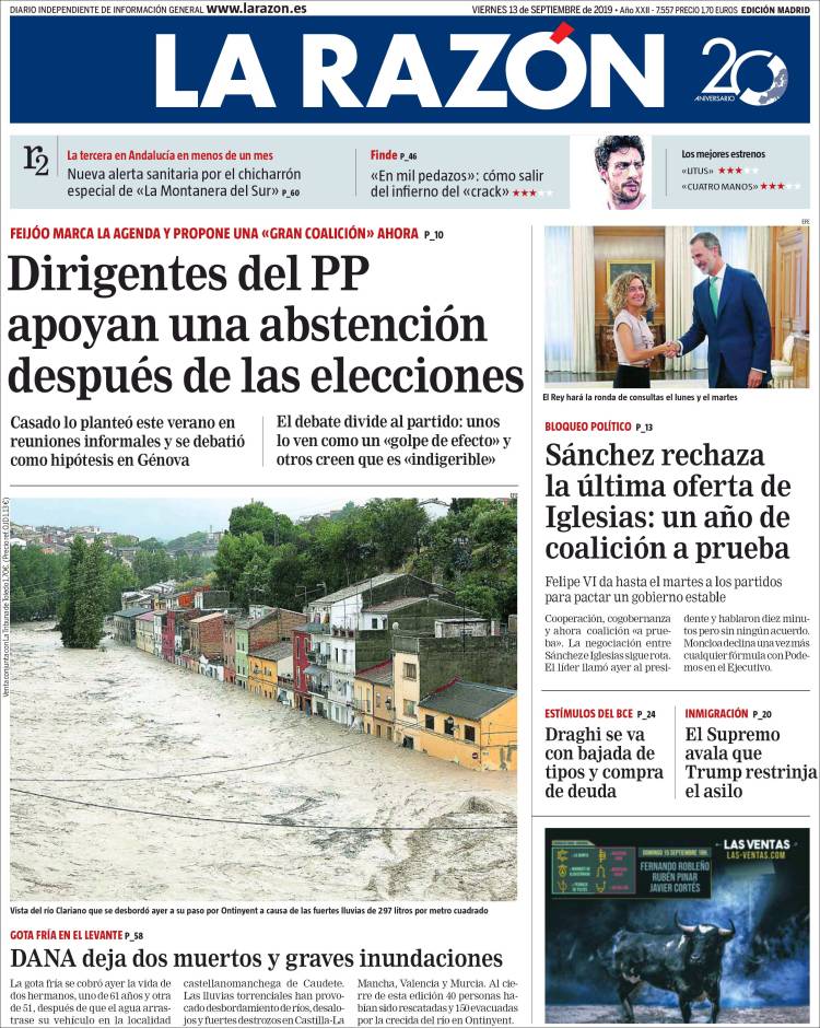 Portada de La Razón (Espa&ntilde;a)