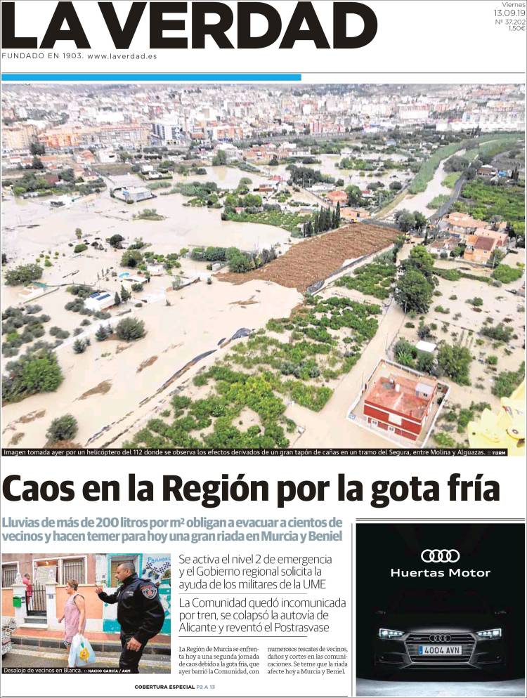 Portada de La Verdad de Murcia (Espa&ntilde;a)