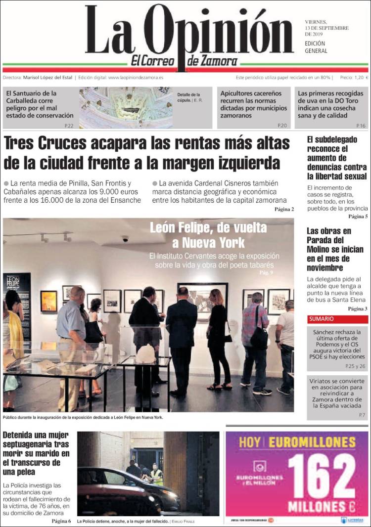 Portada de La Opinión - El Correo de Zamora (Espa&ntilde;a)