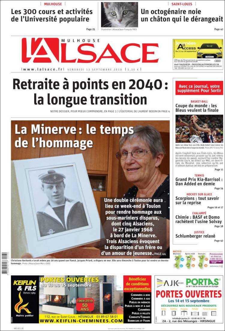 Portada de Journal L'Alsace (Francia)