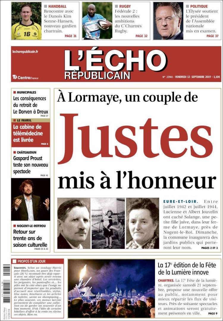 Portada de L'Echo Républicain (Francia)