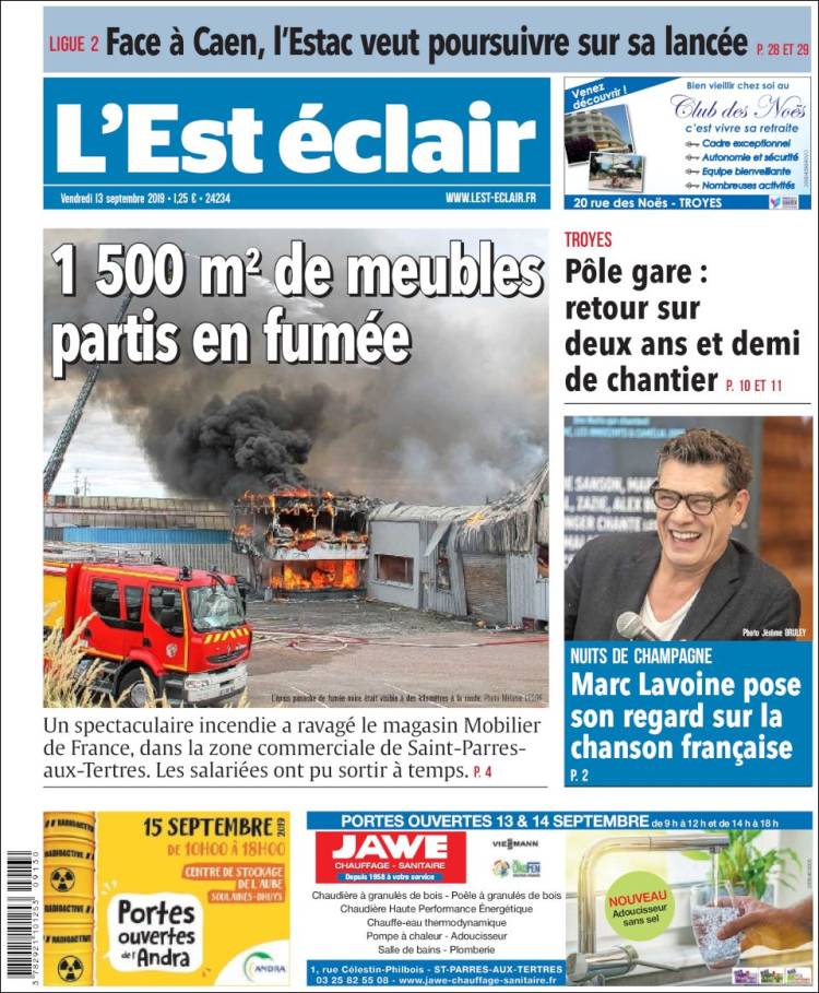 Portada de L'Est Eclair (Francia)