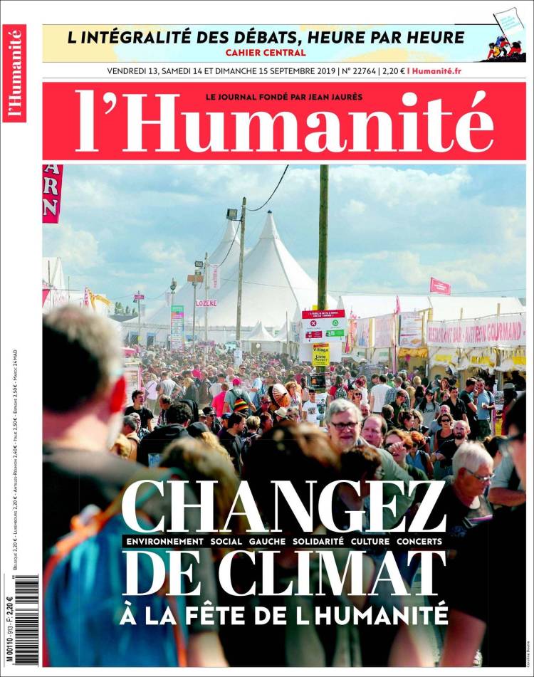 Portada de l'Humanite (Francia)