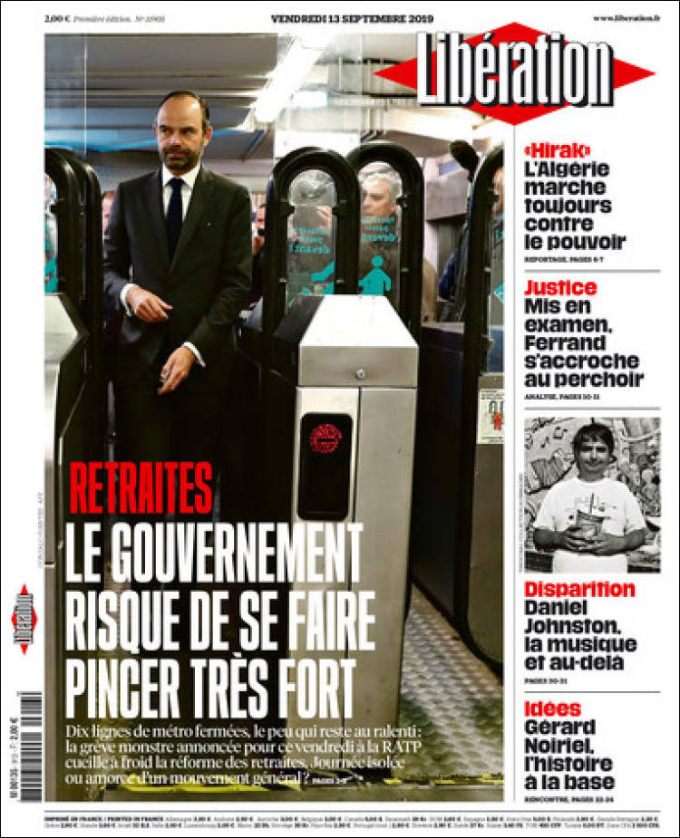 Portada de Libération (Francia)