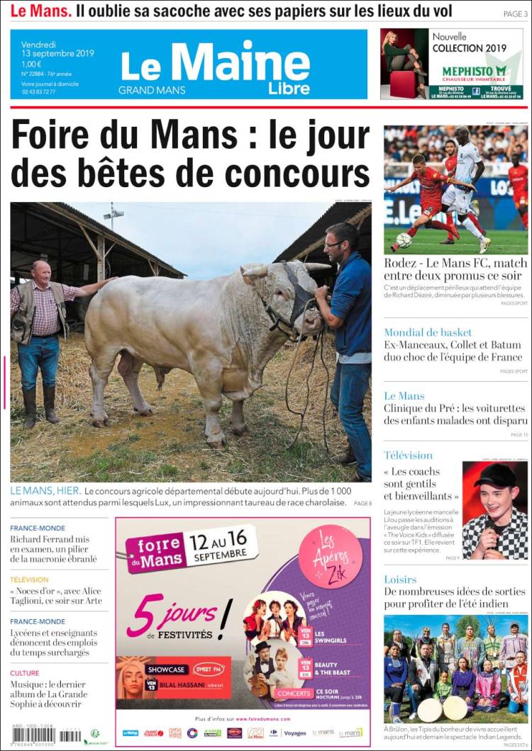 Portada de Le Maine Libre (Francia)