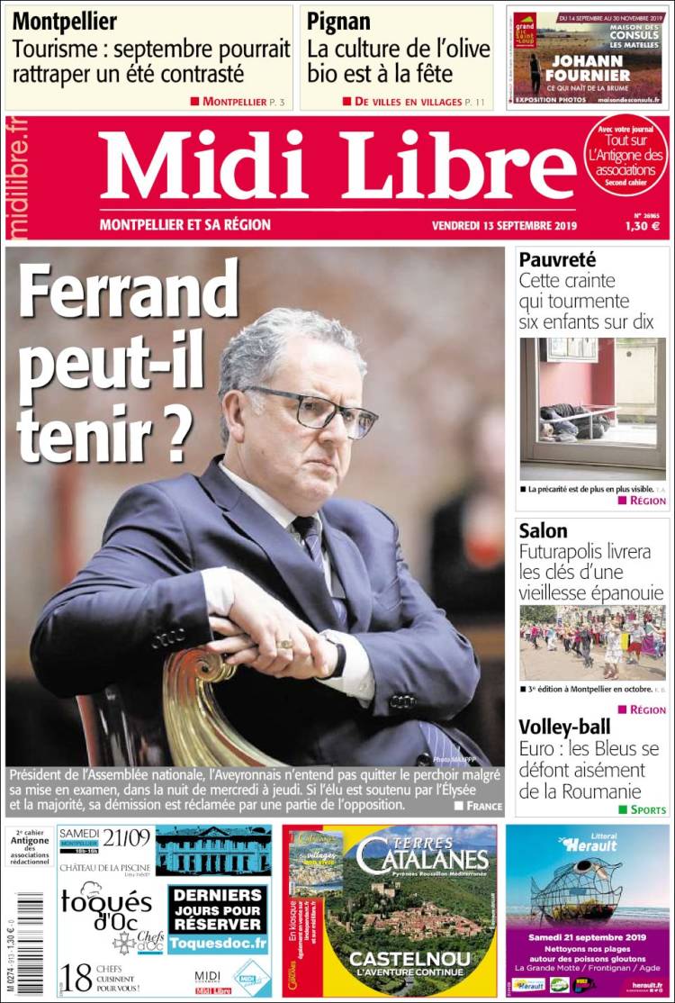 Portada de Midi Libre (Francia)