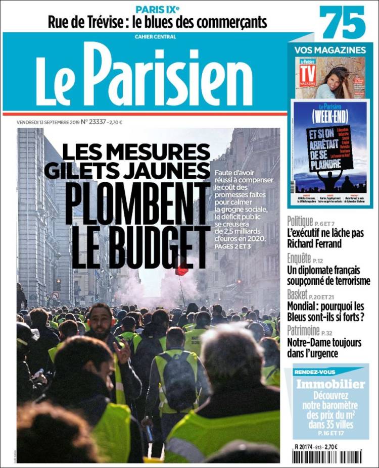 Portada de Le Parisien (Francia)