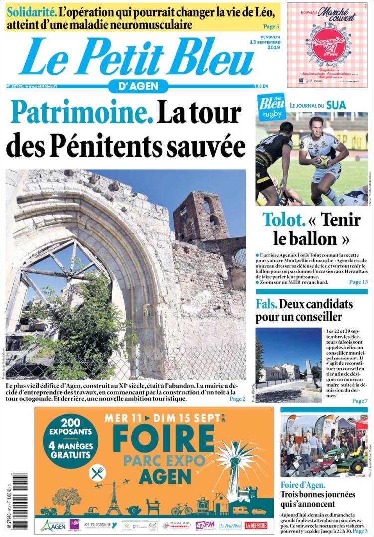 Portada de Le Petit Bleu (Francia)