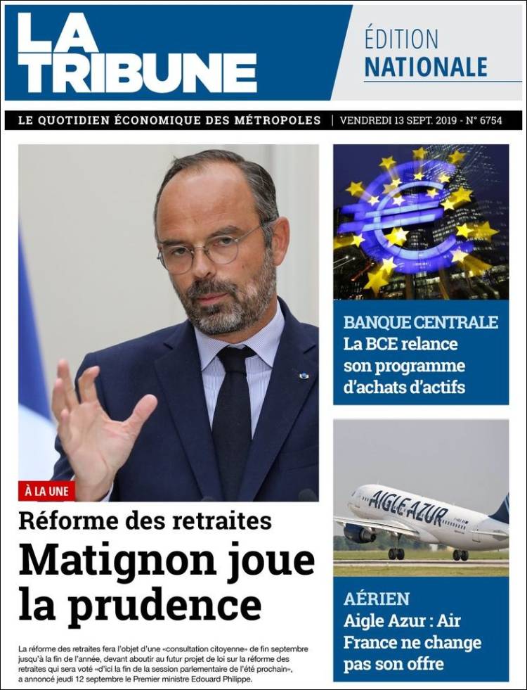 Portada de La Tribune (Francia)