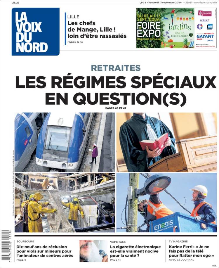 Portada de La Voix du Nord (Francia)