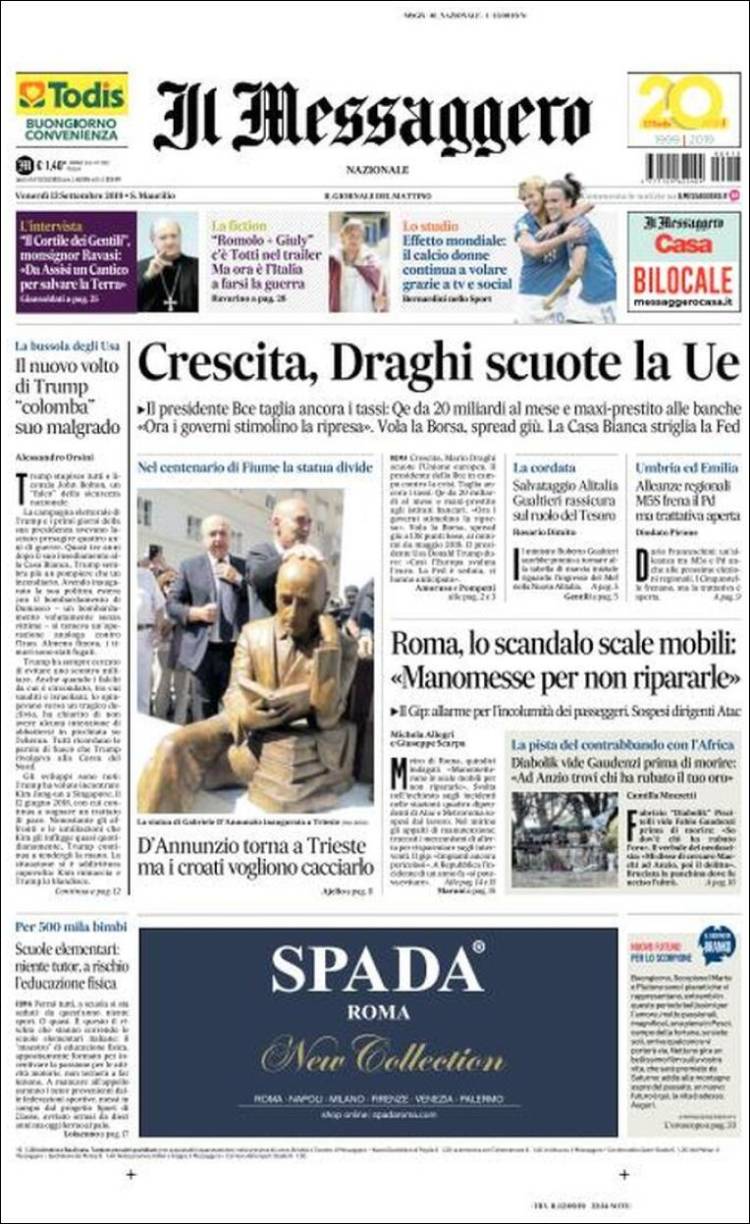 Portada de Il Messaggero (Italy)