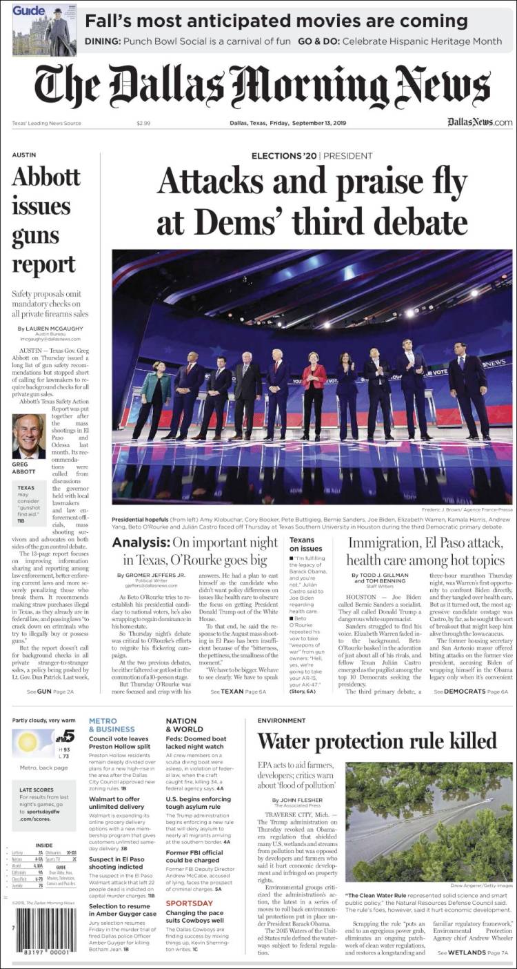 Portada de Dallas Morning News (USA)