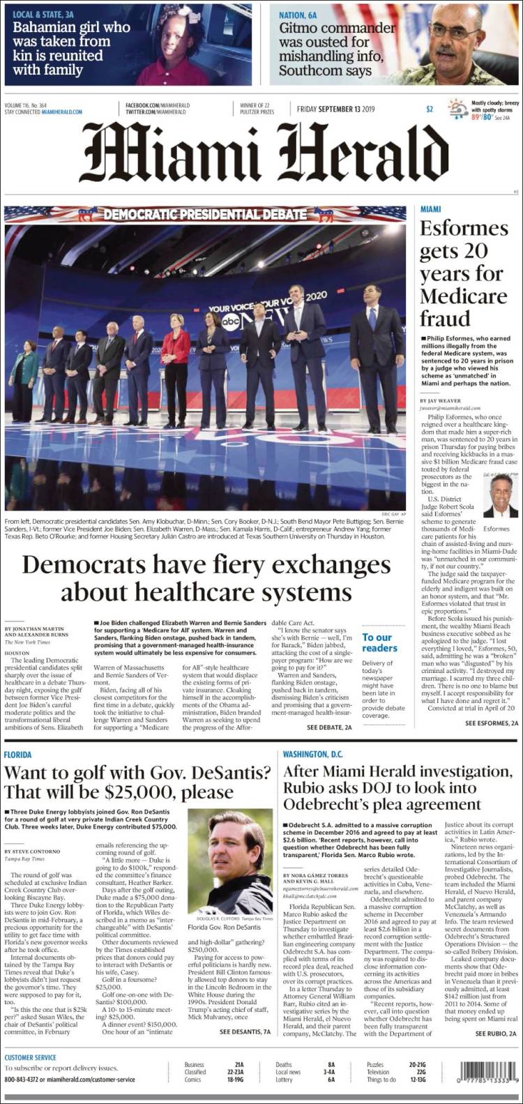 Portada de Miami Herald (USA)