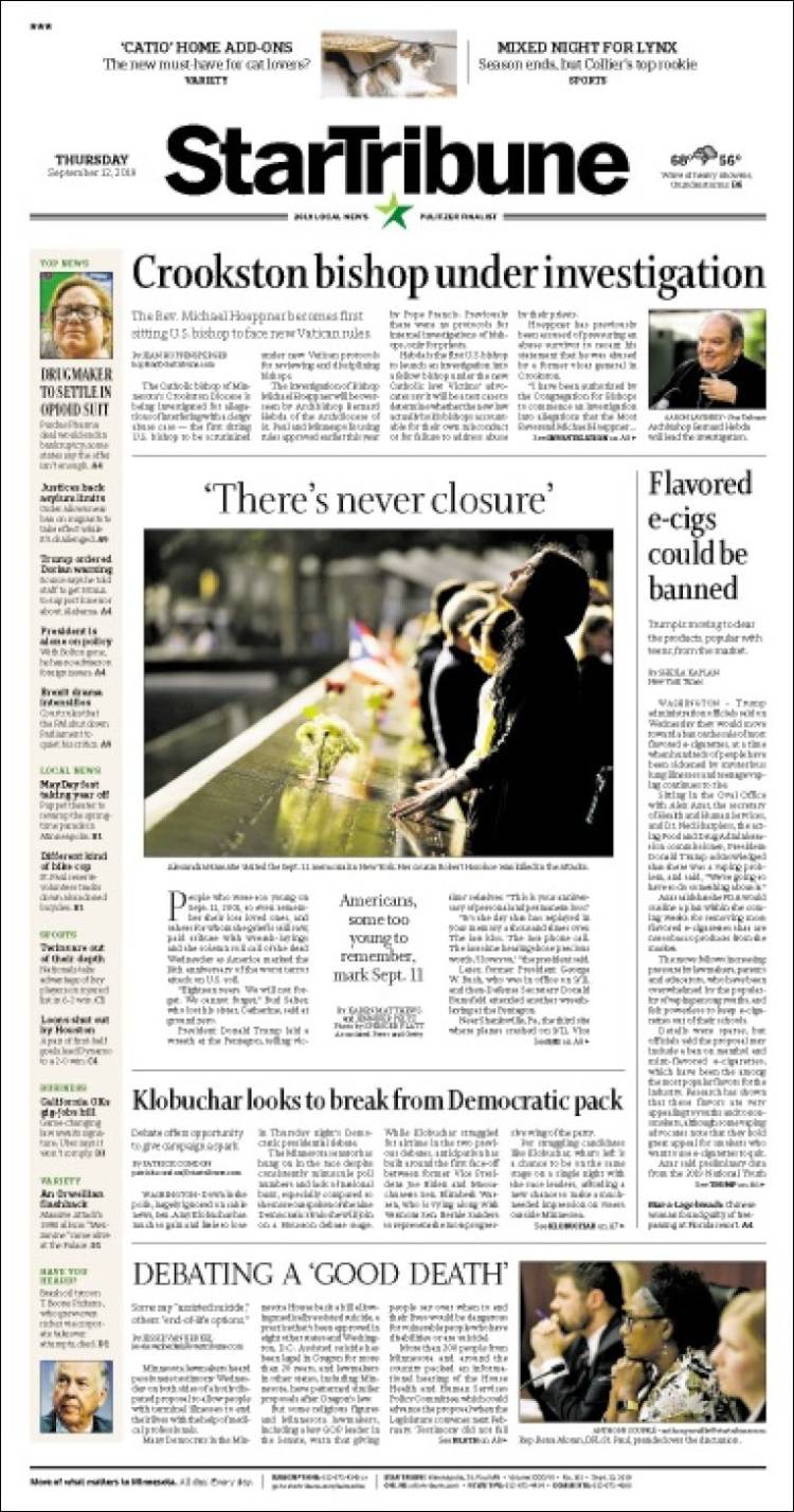 Portada de Star Tribune (USA)