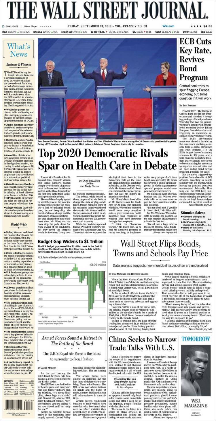 Portada de Wall Street Journal (USA)