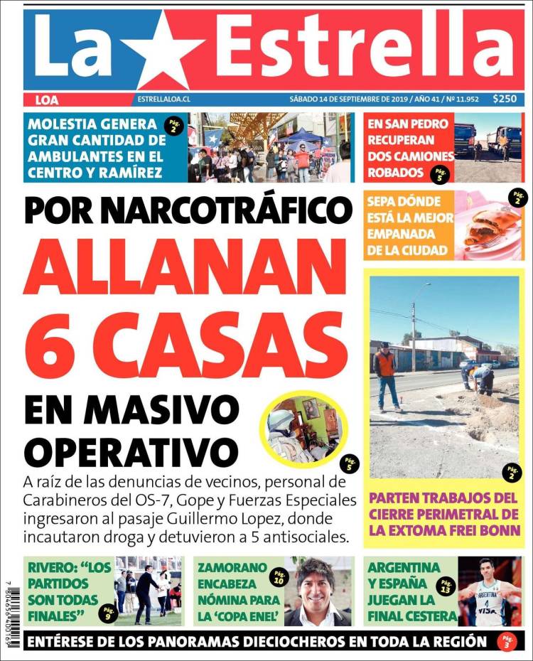 Portada de La Estrella de Loa (Chile)