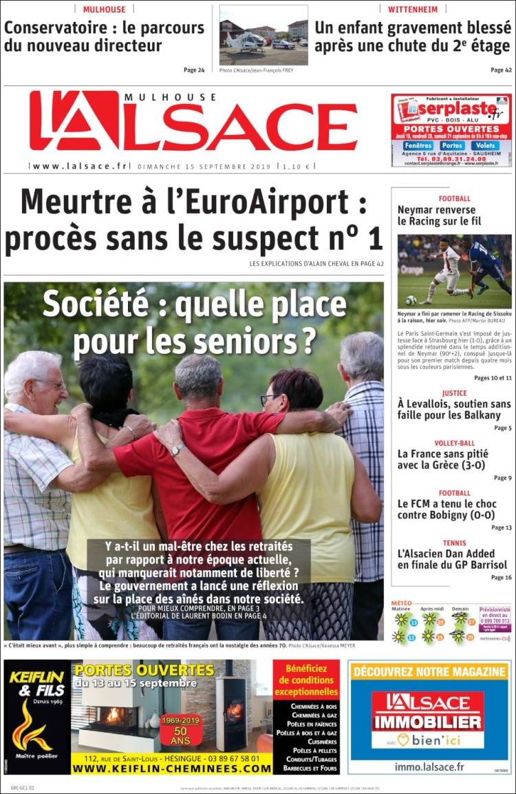 Portada de Journal L'Alsace (Francia)