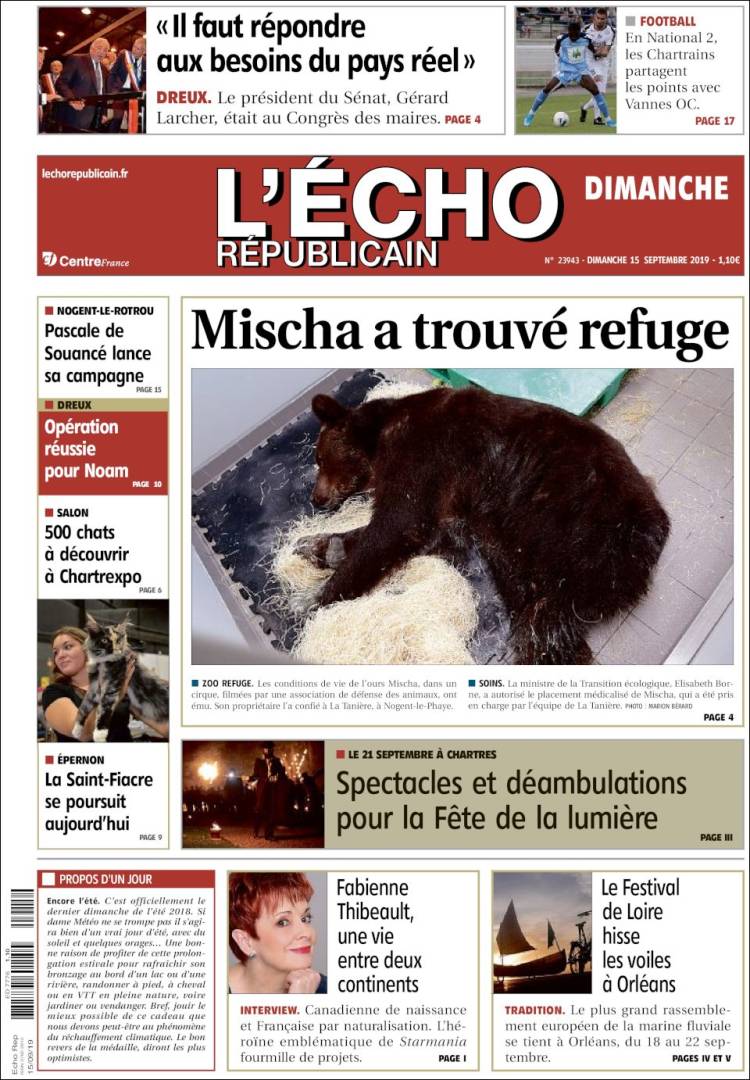 Portada de L'Echo Républicain (Francia)