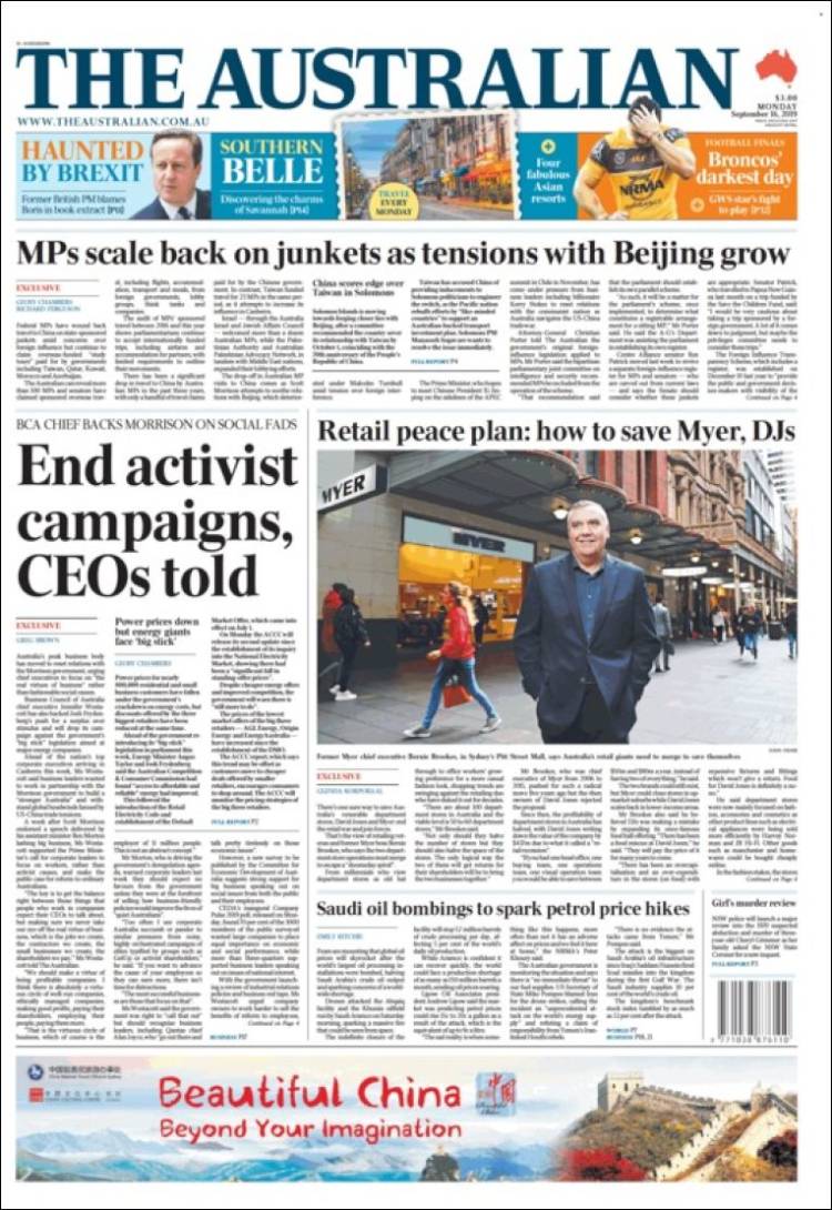 Portada de The Australian (Australia)