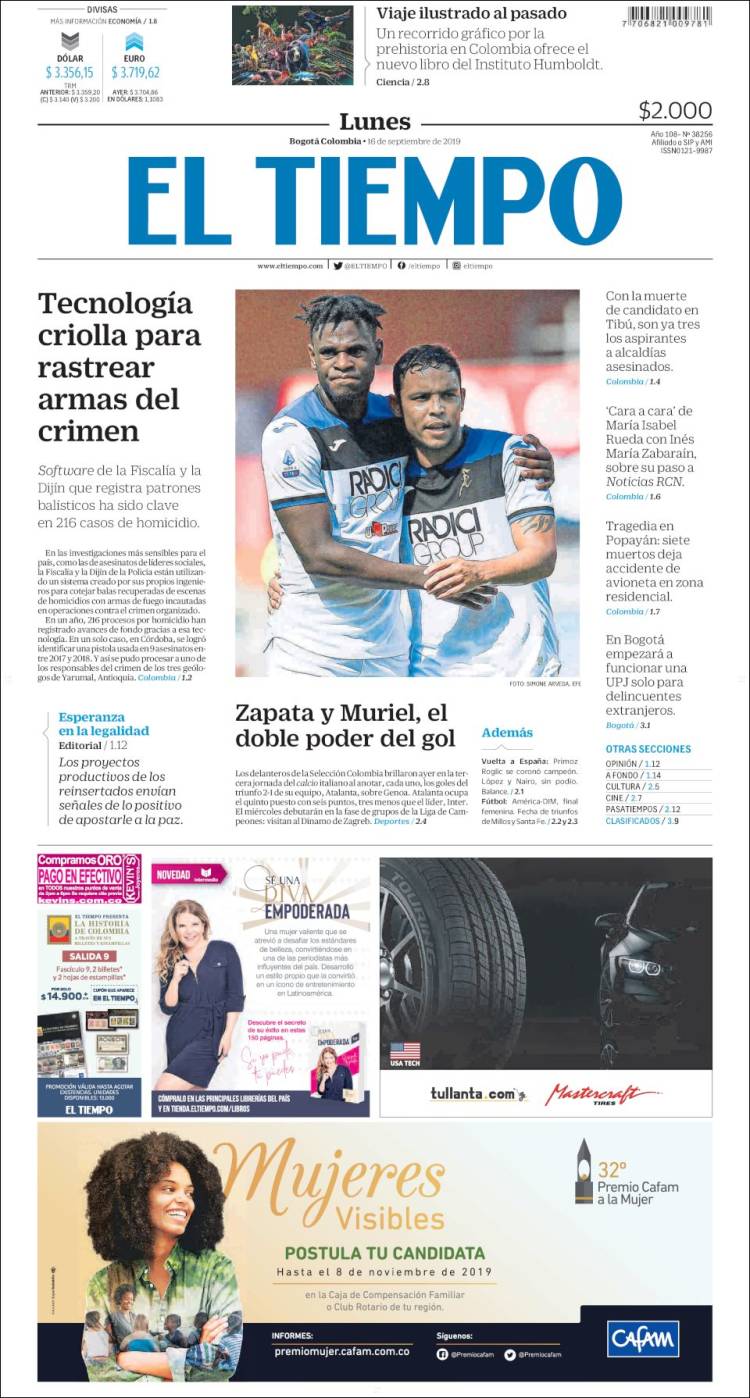 Portada de El Tiempo (Colombia)