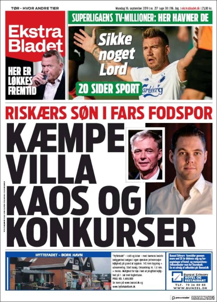 Portada de Ekstra Bladet (Dinamarca)