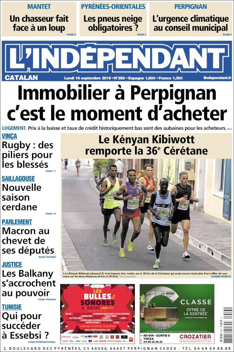 Portada de Le Indépendant (Francia)