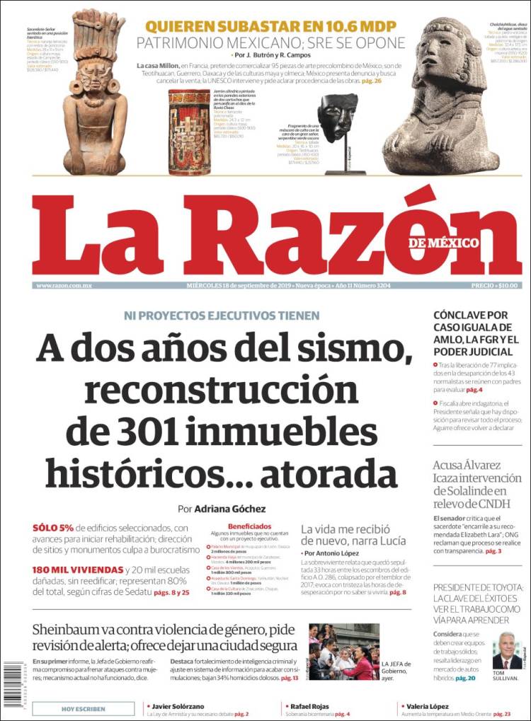 Portada de La Razón (Mexico)