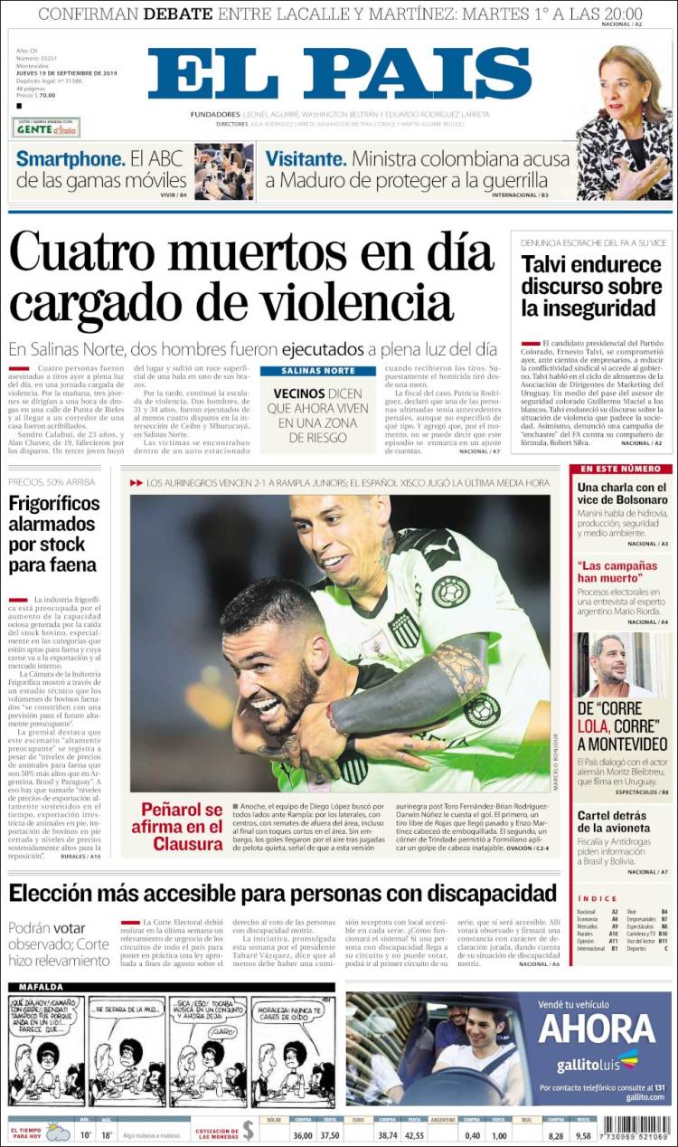 Portada de El País (Uruguay)