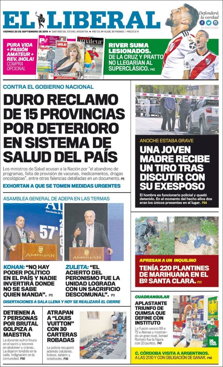 Portada de Diario El Liberal (Argentina)