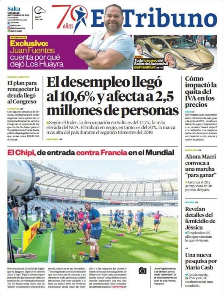 Portada de El Tribuno - Salta (Argentina)