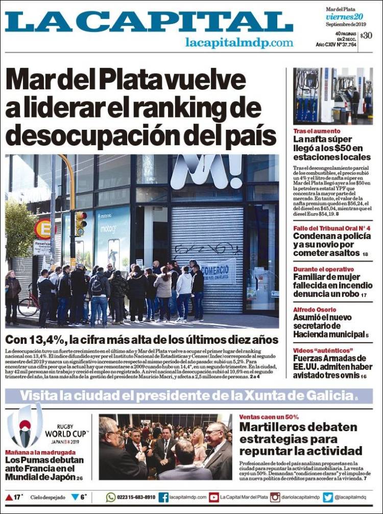 Portada de Diario La Capital - Mar del Plata (Argentina)