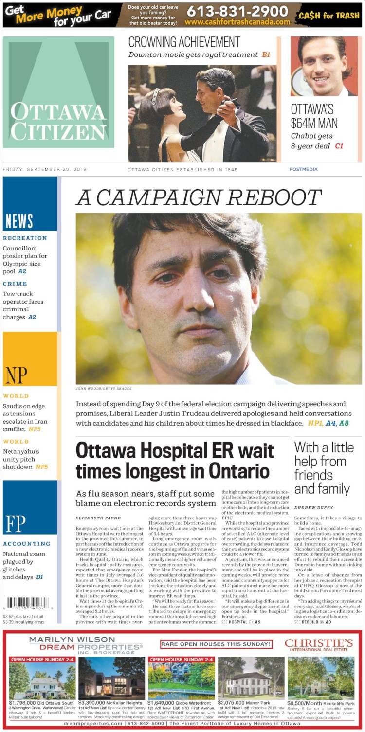 Portada de Ottawa Citizen (Canadá)