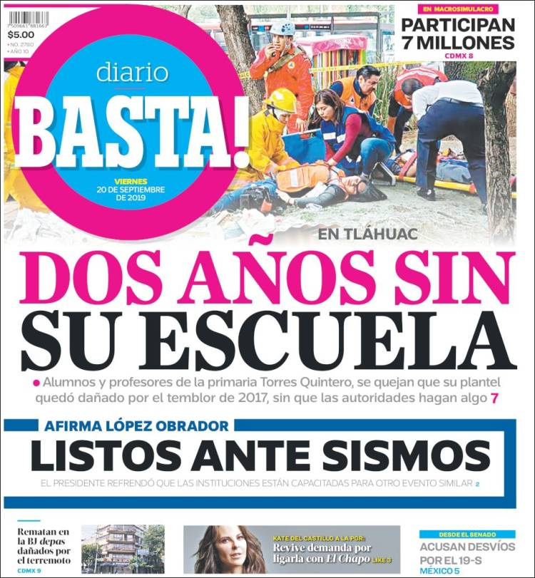 Portada de Diario Basta (México)