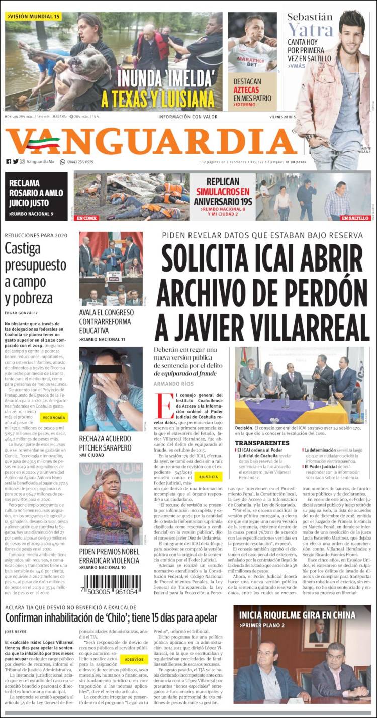 Portada de Vanguardia (México)