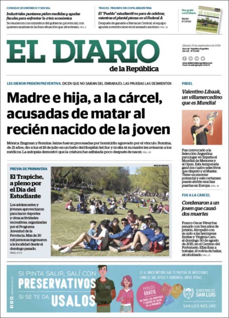 Portada de Diario de la República (Argentina)