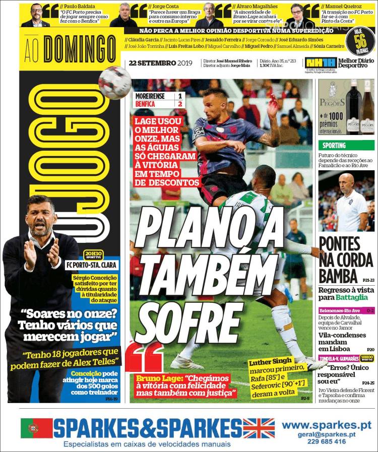 Portada de O Jogo (Portugal)