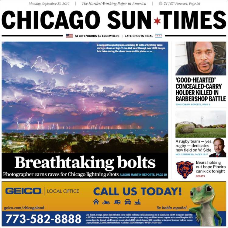 Portada de Chicago Sun-Times (USA)