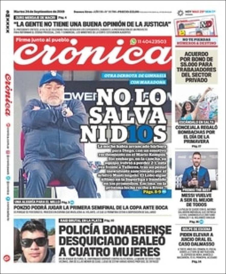 Portada de Crónica (Argentina)