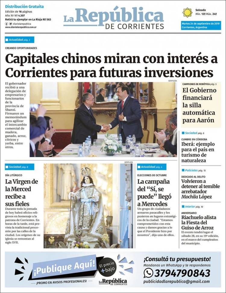 Portada de La República de Corrientes (Argentina)