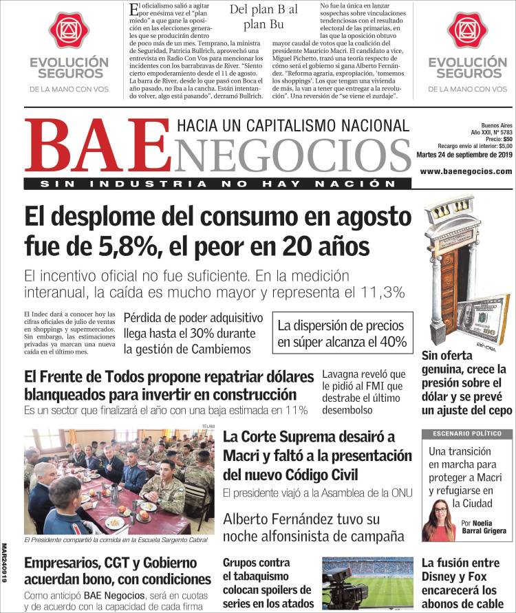 Portada de Buenos Aires Económico (Argentina)