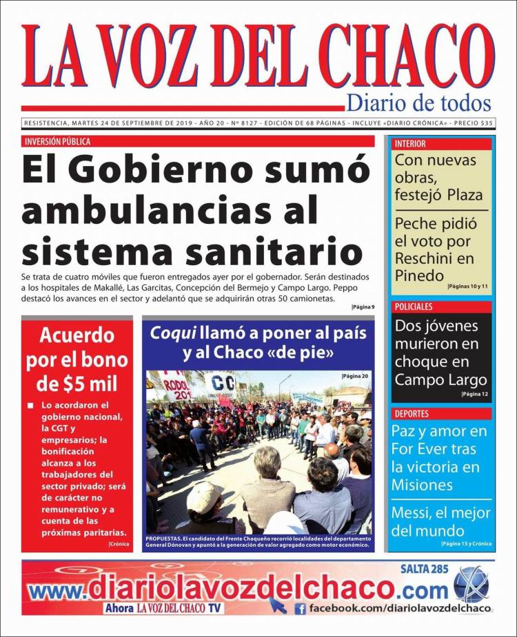 Portada de La Voz del Chaco (Argentina)