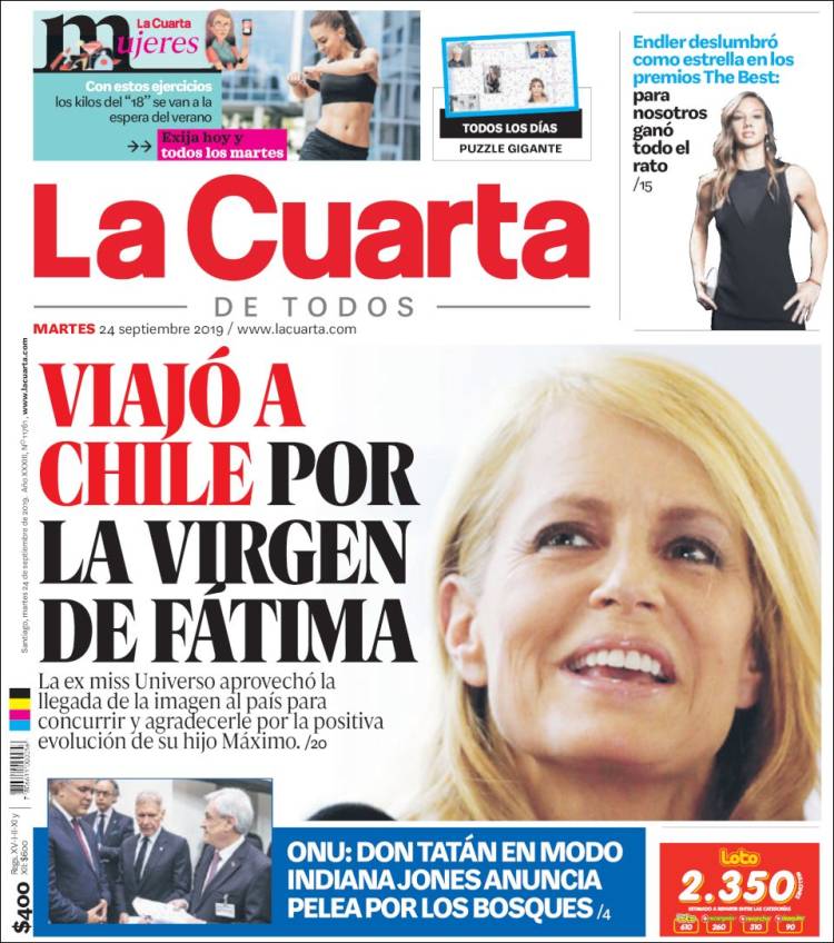 Portada de La Cuarta (Chile)