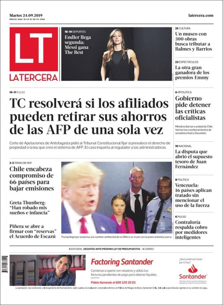 Portada de La Tercera (Chile)