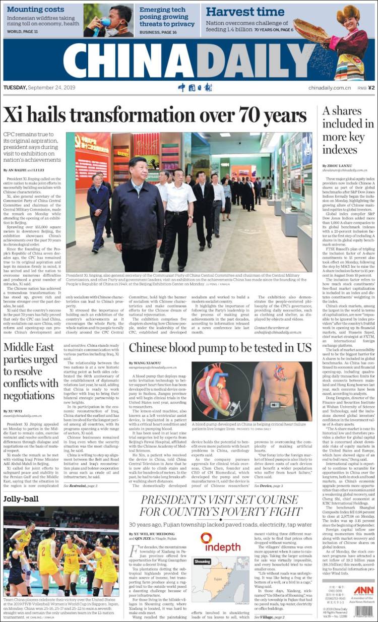 Portada de China Daily (China)
