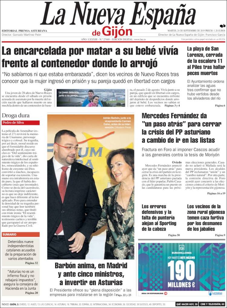 Portada de La Nueva España - Gijón (Espa&ntilde;a)